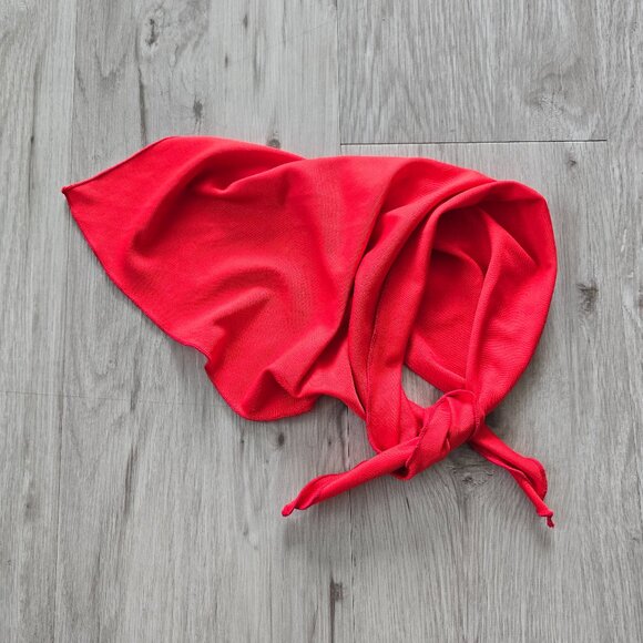 vintage 80's | red monochrome poly blend retro triangle hair & neck scarf - Picture 1 of 5